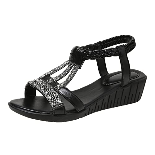 Cvanxluy Sommerschuhe Damen Elegant Sandalen Breite Füße Sandaletten Damen Sandalen Schwarz Sandalen Damen Mit Absatz Elegant Silber Sandalen Damen Mit Absatz Sandaletten Sommer Einfarbig Pantoffeln von Cvanxluy