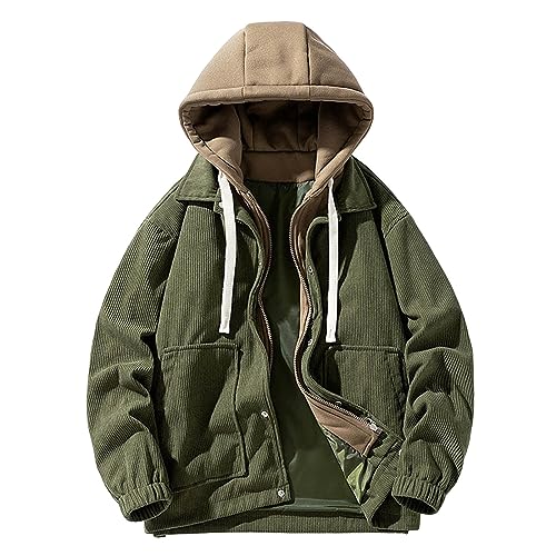 Cvanxluy Wanderjacke Herren Winter Winter Windbreaker Outdoorjacke mit Kapuze Elegant Windjacke Sportjacke Langarm Große Größen Herbstjacke Kapuzenjacke Wandern Regenjacke Übergangsjacke von Cvanxluy
