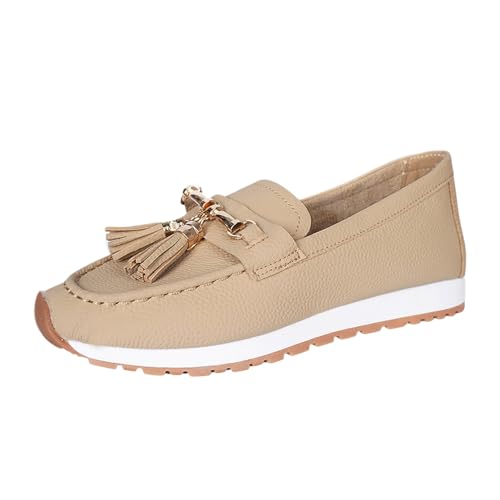 Damen Schuhe Loafer, Bequeme Mokassin Damen Slip-On Flach Sommer Elegant Halbschuhe Moccasins Runde Zehe Basic Wanderschuhe Loafers Casual Freizeitschuhe Leichte für Frauen 39 von Cvanxluy