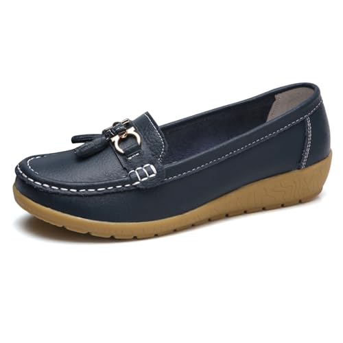 Damen mokkasins Schuhe, Bequeme Mokassin Damen Slip-On Flach Casual Leichte Loafers Wanderschuhe Basic Outdoor Moccasins Freizeitschuhe Runde Zehe Halbschuhe Lässige für Frauen 41 von Cvanxluy