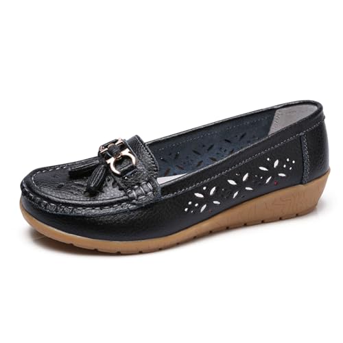Damen mokkasins Schuhe, Bequeme Mokassin Damen Slip-On Flach Elegant Runde Zehe Freizeitschuhe Loafers Casual Freizet Moccasins Wanderschuhe Atmungsaktiv Outdoor Halbschuhe Leichte für Frauen 36 von Cvanxluy