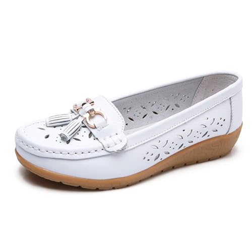 Damen mokkasins Schuhe, Bequeme Mokassin Damen Slip-On Flach Elegant Runde Zehe Freizeitschuhe Loafers Casual Freizet Moccasins Wanderschuhe Atmungsaktiv Outdoor Halbschuhe Leichte für Frauen 41 von Cvanxluy
