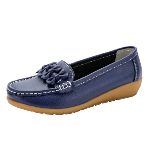 Damen mokkasins Schuhe, Bequeme Mokassin Damen Slip-On Flach Runde Zehe Atmungsaktiv Freizeitschuhe Wanderschuhe Basic Outdoor Halbschuhe Moccasins Casual Loafers Elegant für Frauen 43 von Cvanxluy