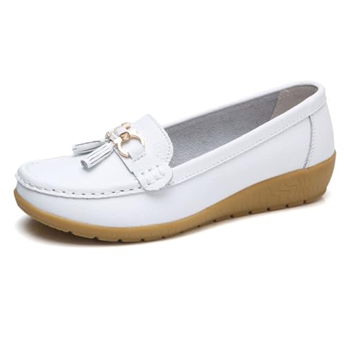 Loafer Damen, Bequeme Mokassin Damen Slip-On Flach Casual Leichte Loafers Wanderschuhe Basic Outdoor Moccasins Freizeitschuhe Runde Zehe Halbschuhe Lässige für Frauen 40 von Cvanxluy