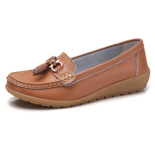 Loafers Damen, Bequeme Mokassin Damen Slip-On Flach Casual Leichte Loafers Wanderschuhe Basic Outdoor Moccasins Freizeitschuhe Runde Zehe Halbschuhe Lässige für Frauen 39 von Cvanxluy