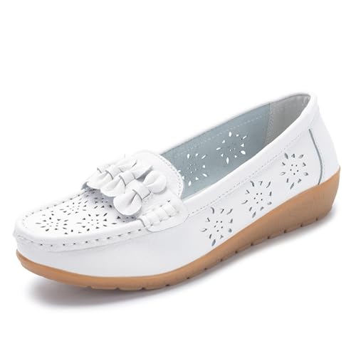 Mokassin, Bequeme Mokassin Damen Slip-On Flach Leichte Lässige Halbschuhe Wanderschuhe Freizet Atmungsaktiv Loafers Freizeitschuhe Sommer Outdoor Moccasins Basic für Frauen 40 von Cvanxluy