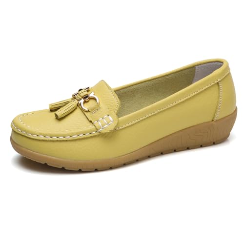 Mokassin Damen, Bequeme Mokassin Damen Slip-On Flach Casual Leichte Loafers Wanderschuhe Basic Outdoor Moccasins Freizeitschuhe Runde Zehe Halbschuhe Lässige für Frauen 39 von Cvanxluy
