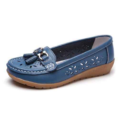 Mokassin Damen, Bequeme Mokassin Damen Slip-On Flach Elegant Runde Zehe Freizeitschuhe Loafers Casual Freizet Moccasins Wanderschuhe Atmungsaktiv Outdoor Halbschuhe Leichte für Frauen 44 von Cvanxluy