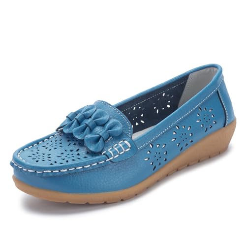 Mokassin Damen, Bequeme Mokassin Damen Slip-On Flach Leichte Lässige Halbschuhe Wanderschuhe Freizet Atmungsaktiv Loafers Freizeitschuhe Sommer Outdoor Moccasins Basic für Frauen 39 von Cvanxluy