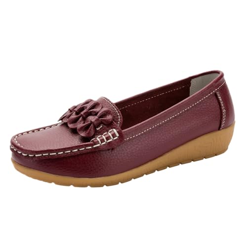 Mokassin Damen, Bequeme Mokassin Damen Slip-On Flach Runde Zehe Atmungsaktiv Freizeitschuhe Wanderschuhe Basic Outdoor Halbschuhe Moccasins Casual Loafers Elegant für Frauen 44 von Cvanxluy