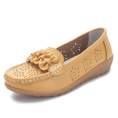 Mokassins, Bequeme Mokassin Damen Slip-On Flach Leichte Lässige Halbschuhe Wanderschuhe Freizet Atmungsaktiv Loafers Freizeitschuhe Sommer Outdoor Moccasins Basic für Frauen 39 von Cvanxluy