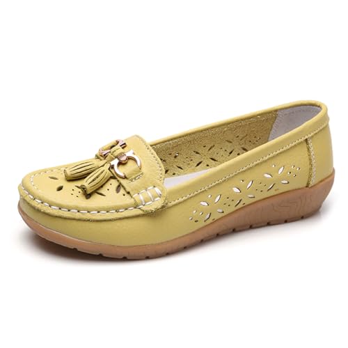 Mokassins Damen, Bequeme Mokassin Damen Slip-On Flach Elegant Runde Zehe Freizeitschuhe Loafers Casual Freizet Moccasins Wanderschuhe Atmungsaktiv Outdoor Halbschuhe Leichte für Frauen 42 von Cvanxluy