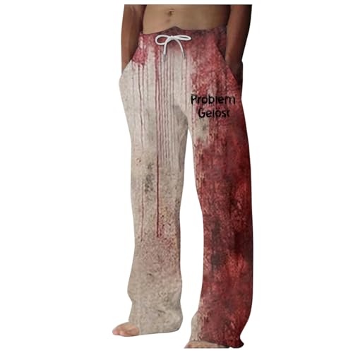 Problem Gelöst Halloween Sommerhose Herren Leicht Sweatpants Hose Blutig Schwarze Sporthose Jogginghose Entsetzen Blutspritzer Leinenhose Weiss Lang Schlupfhose Trainingshose Baggy Freizeithose von Cvanxluy