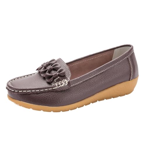 Sale, Bequeme Mokassin Damen Slip-On Flach Runde Zehe Atmungsaktiv Freizeitschuhe Wanderschuhe Basic Outdoor Halbschuhe Moccasins Casual Loafers Elegant für Frauen 43 von Cvanxluy