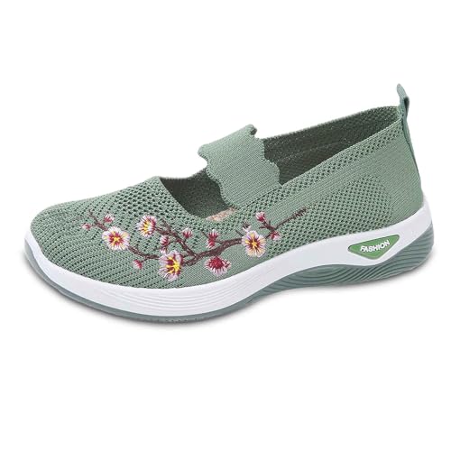 Slip on Schuhe Damen, Sommerschuhe Damen Mesh Weite H Slip on Sportschuhe Hausschuhe Luftige Turnschuhe Joggingschuhe Orthopädische Barfuss Walkingschuhe Damenschuhe Casual Barfußschuhe für Frauen 36 von Cvanxluy