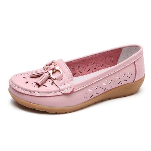 Sommerschuhe Damen, Bequeme Mokassin Damen Slip-On Flach Elegant Runde Zehe Freizeitschuhe Loafers Casual Freizet Moccasins Wanderschuhe Atmungsaktiv Outdoor Halbschuhe Leichte für Frauen 40 von Cvanxluy