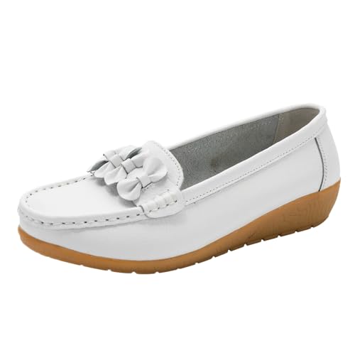 Warehouse Deal, Bequeme Mokassin Damen Slip-On Flach Runde Zehe Atmungsaktiv Freizeitschuhe Wanderschuhe Basic Outdoor Halbschuhe Moccasins Casual Loafers Elegant für Frauen 44 von Cvanxluy