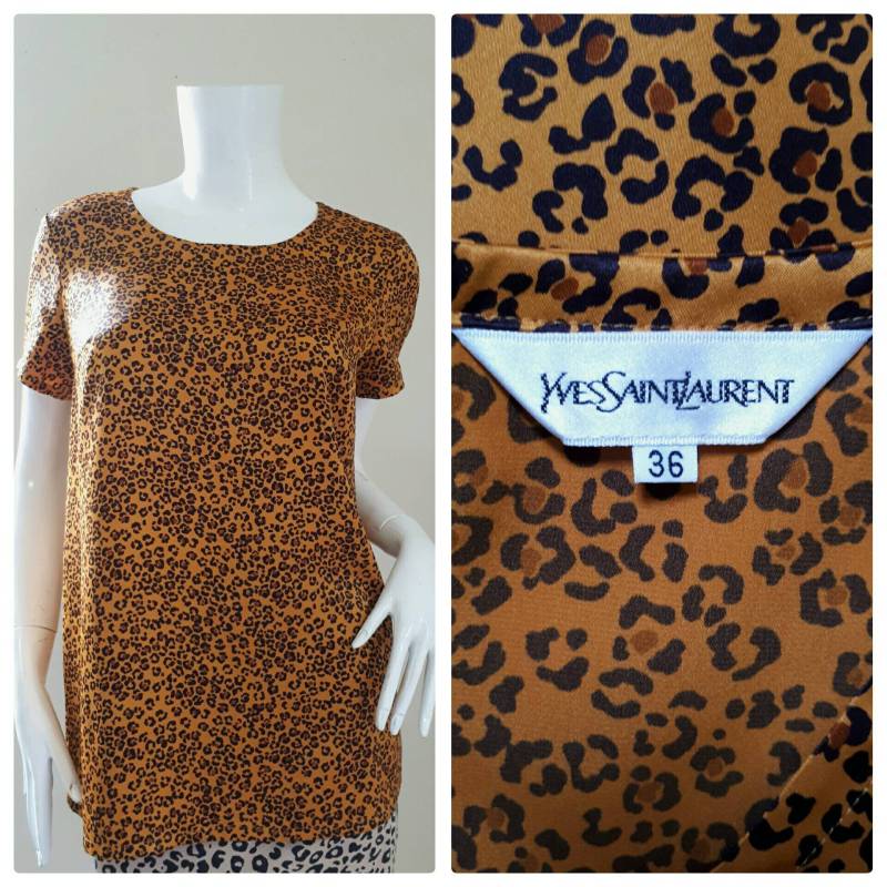 80Er Jahre Kultige Saint Laurent Leopard Bluse Gr. 36 Small - Medium von CvintageLand