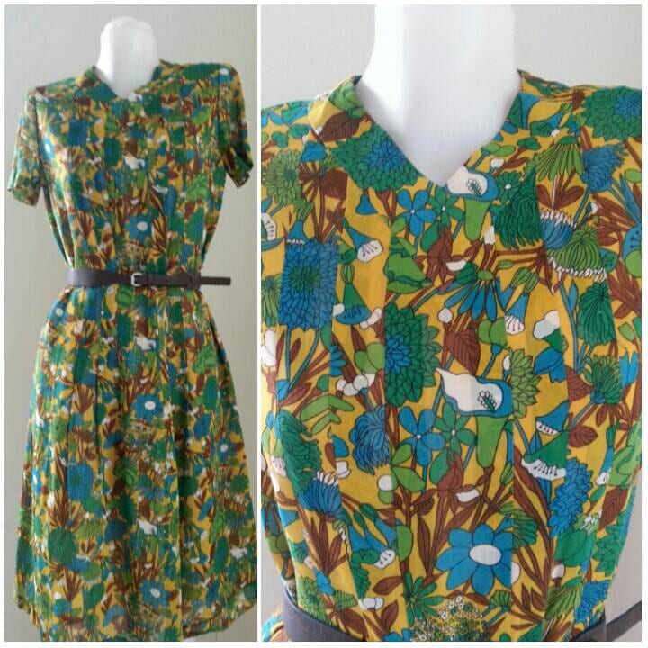 Pierre Cardin Boutique Design By Takashimaya Baumwolle Blümchen Kleid Größe M von CvintageLand