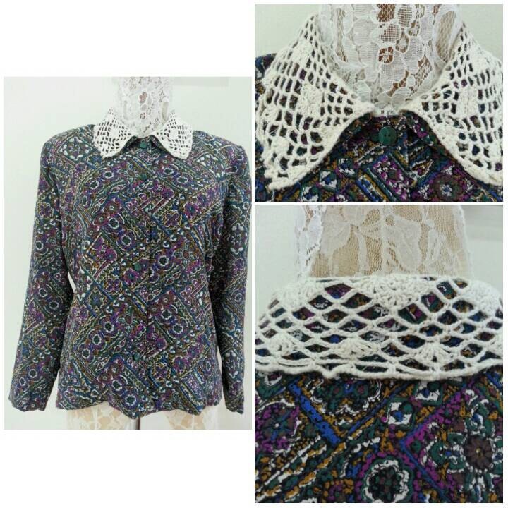 Print Shirt Bluse Button Down Top Größe Passt Medium von CvintageLand