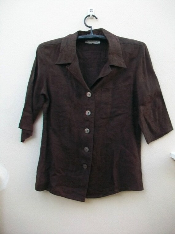 Vintage 90Er Jahre Maxmara Bluse Leinenhemd Italien Größe Usa 6/F B 38 Gb 10 J I 40 von CvintageLand