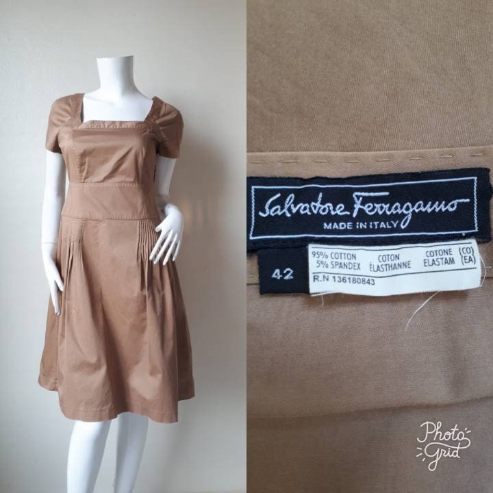 Vintage Braun Baumwolle Minikleid Größe 42 Passt Medium von CvintageLand