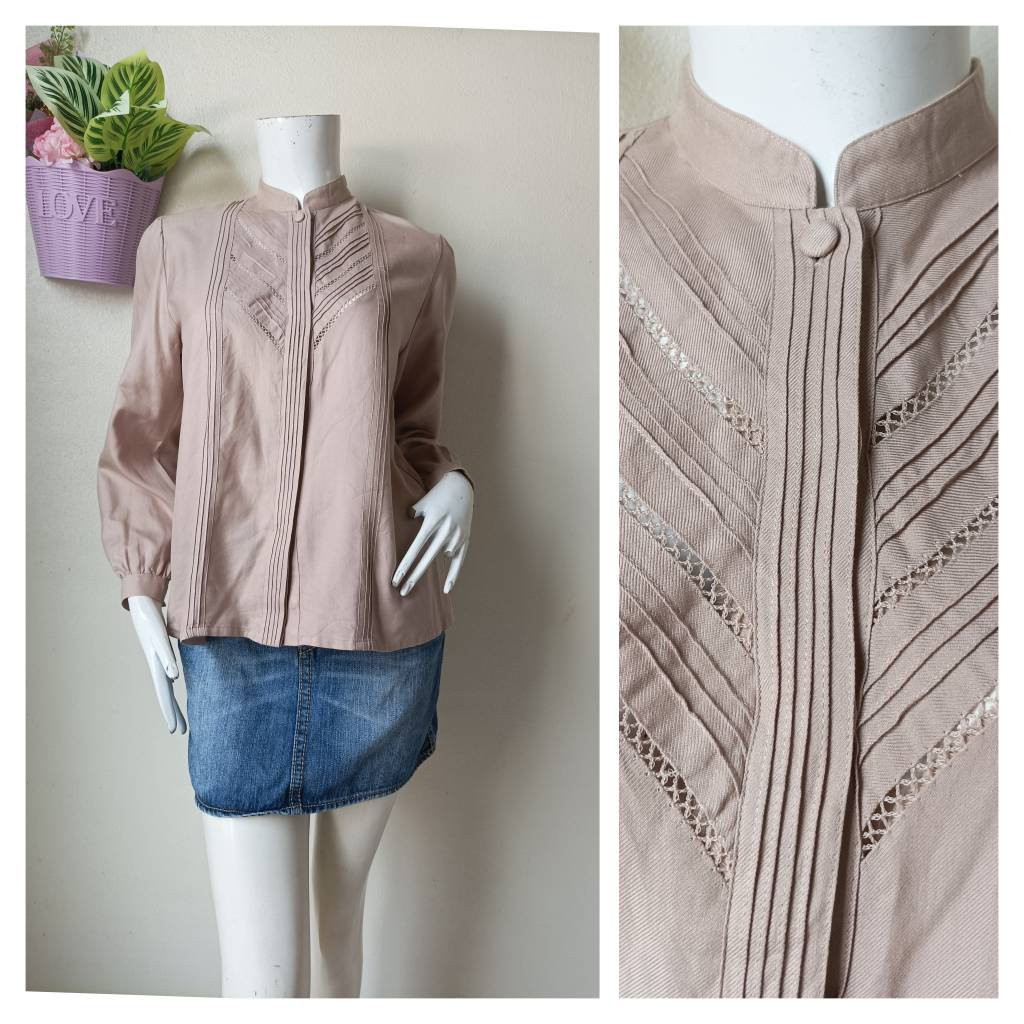 Vintage Damen Bluse Aus Baumwolle Mit Stickerei, Größe 9(M von CvintageLand