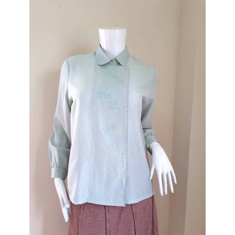 Vintage Polka Dot Seidenhemd/Bluse Größe L von CvintageLand