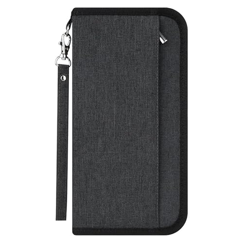 Cvoepobey 1 Stück Reisepasshalter Reisebrieftasche Dunkelgrauer Oxford-Stoff RFID-Blockierung Wasserdichter Unisex-Reisedokumentenorganisator von Cvoepobey
