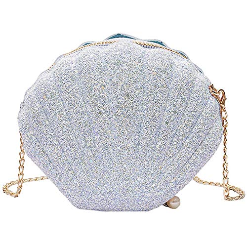 Cvoepobey Frauen MäDchen Kleine Meerjungfrau Muschel GeldböRse UmhäNgetaschen Glitzer Pailletten Kette Abendtasche, von Cvoepobey