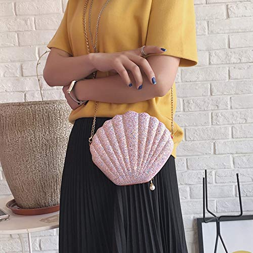 Cvoepobey Frauen MäDchen Kleine Meerjungfrau Muschel GeldböRse UmhäNgetaschen Glitzer Pailletten Kette Abendtasche, von Cvoepobey