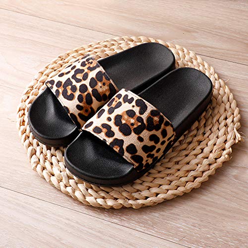 Cxypeng Damen Pantoletten,Slipper,Sommer Dicke Leoparden-Sandalen für Damen, rutschfeste, verschleißfeste Strandschuhe - Gelb A_41,Indoor-Anti-Rutsch-Sandalen von Cxypeng