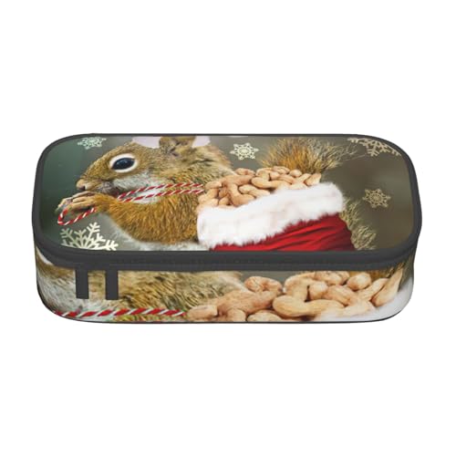 Cxzmnba Weihnachts-Eichhörnchen-Federmäppchen für Jungen und Mädchen, Schulanfang, Schülerbedarf, Federmäppchen, Schwarz , Einheitsgröße, Taschen-Organizer von Cxzmnba