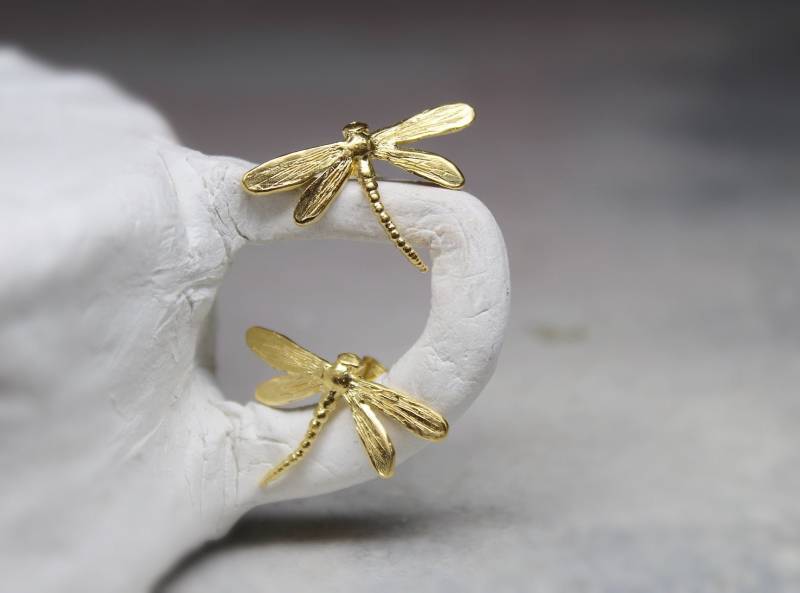 24K Vergoldete Libelle Ohrstecker Sterlingsilber Insekt Schmuck 24K Vergoldete Libelle Ohrstecker Sterlingsilber Insekt Schmuck von CyKLu