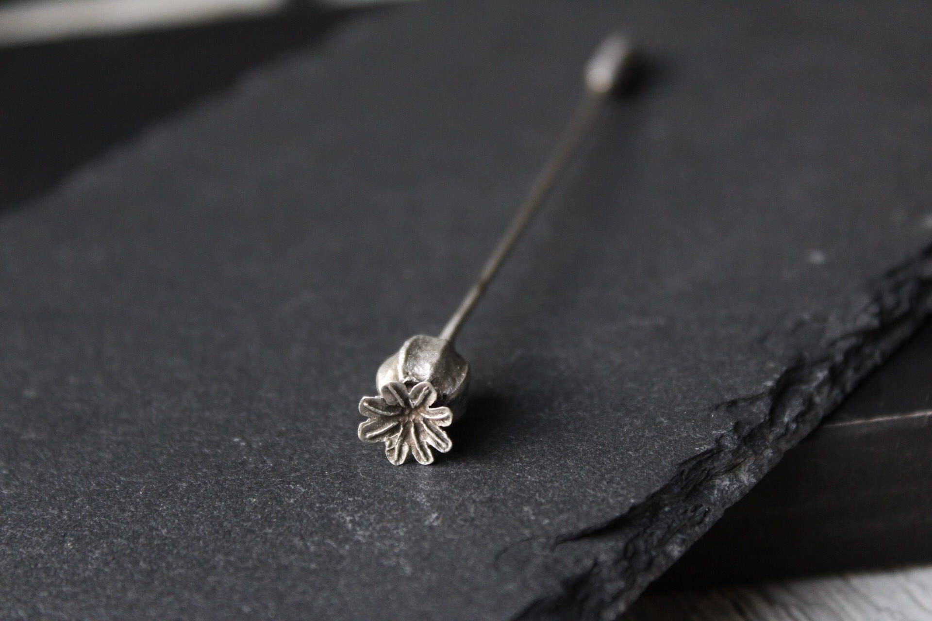 Mohnblume, Anstecknadel, 925Er Silber Naturguss-Brosche, Anstecknadel Mohnblume, Anstecknadel, 925Er Silber Naturguss-Brosche, Anstecknadel von CyKLu