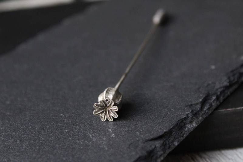 Mohnblume, Anstecknadel, 925Er Silber Naturguss-Brosche, Anstecknadel Mohnblume, Anstecknadel, 925Er Silber Naturguss-Brosche, Anstecknadel von CyKLu