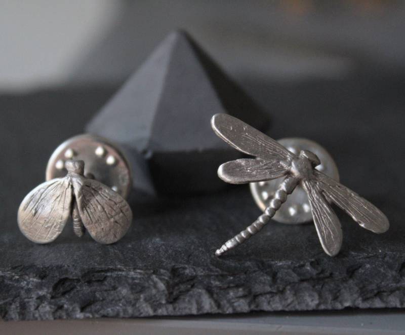 sterling Silber Insekten Brosche Set Libelle & Motte Tier Pins sterling Silber Insekten Brosche Set Libelle & Motte Tier Pins von CyKLu
