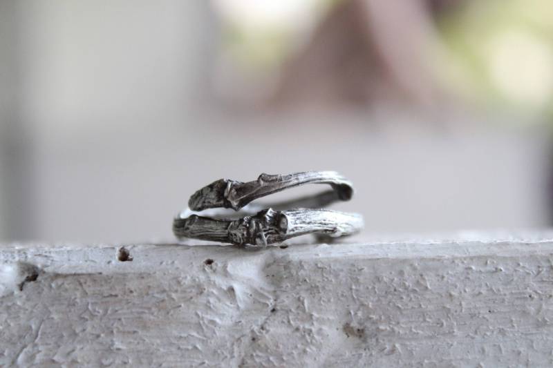 sterling Silber Zweig Ring Rustikaler Ehering, Verstellbar von CyKLu