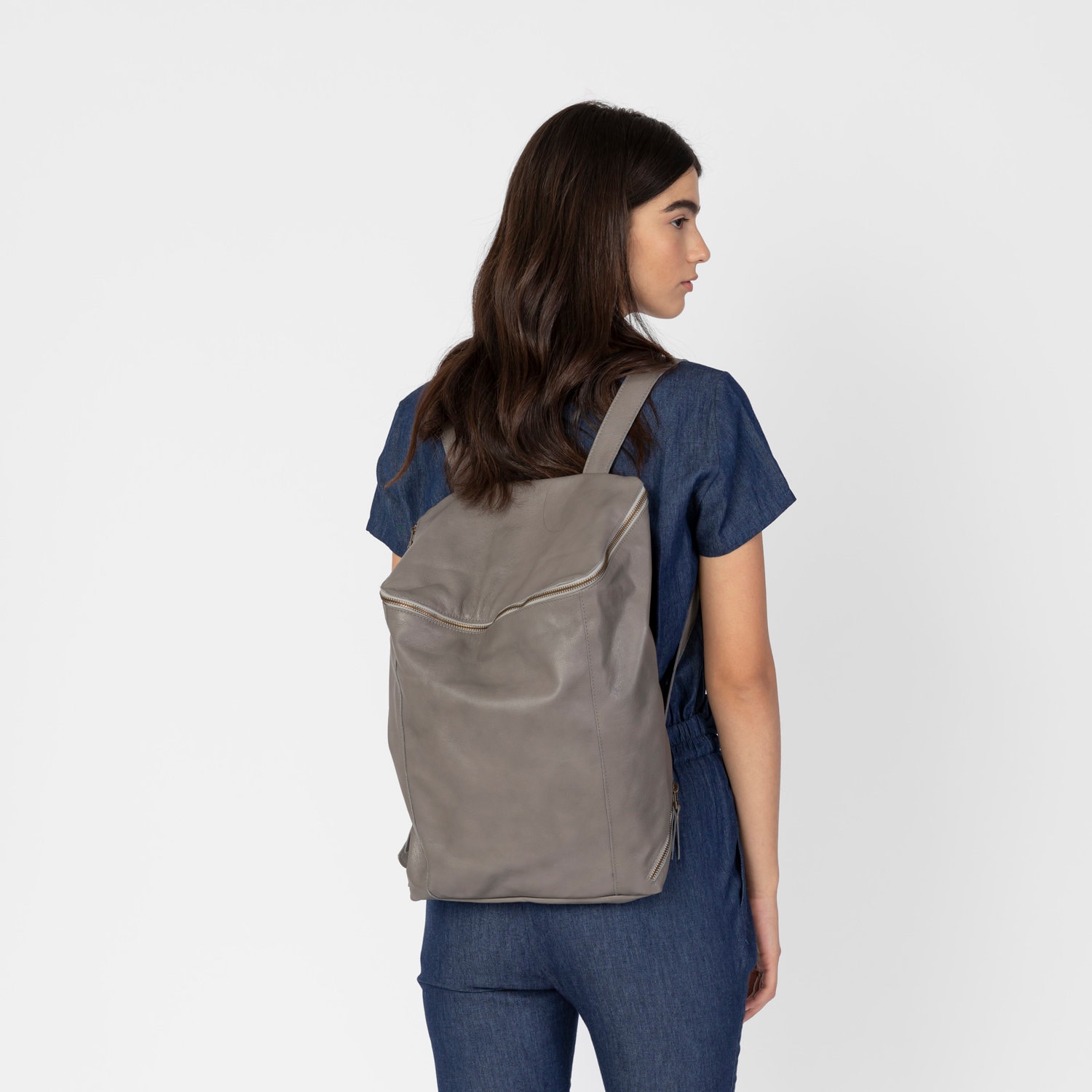 Frauen Laptop-Rucksack, Lederrucksack, Computerrucksack, Schulrucksack, Laptop-Rucksack Frauen, Grau Lederrucksack von CyanByMiriWeiss