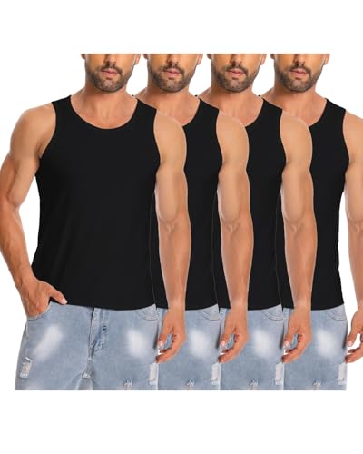 Cyathea Unterhemd Herren Tank Top 4er Pack 100% Baumwolle ärmellos Muskelshirtst Männer Sportunterhemden Schrumpft Nicht Verblasst Nicht Undurchsichtig Cyathea Unterhemd Herren Tank Top 4er Pack 100% Baumwolle ärmellos Muskelshirtst Männer Sportunterhemden Schrumpft Nicht Verblasst Nicht Undurchsichtig von Cyathea