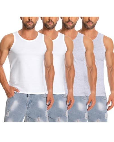 Cyathea Unterhemd Herren Tank Top 4er Pack 100% Baumwolle ärmellos Muskelshirtst Männer Sportunterhemden Schrumpft Nicht Verblasst Nicht Undurchsichtig Cyathea Unterhemd Herren Tank Top 4er Pack 100% Baumwolle ärmellos Muskelshirtst Männer Sportunterhemden Schrumpft Nicht Verblasst Nicht Undurchsichtig von Cyathea
