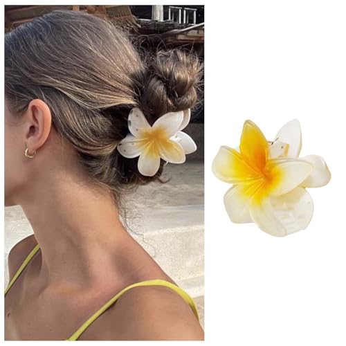 Cybche Blume Kralle Clip Gelb Floral Haarspange Acryl Blume Kralle Barrette Harz Floral Haar Zubehör Klammer Halter Haarspange Schmuck Für Frauen Kopfschmuck von Cybche