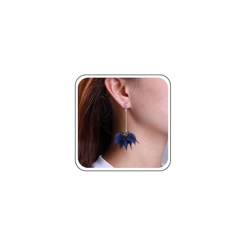 Cybche Boho Acryl Blaue Blume Ohrringe Blume Blütenblatt Baumeln Ohrringe Gold Winzigen Kristall Ohrstecker Blau Harz Blume Tropfen Ohrringe Abgestufte Blume Aussage Ohrringe Schmuck Für Frauen von Cybche