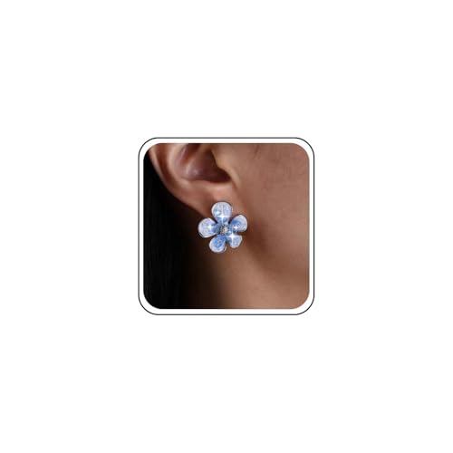 Cybche Boho Blau Kristall Blume Ohrringe Funkeln Strass Cz Floral Ohrringe Hochzeit Kubischer Zirkon Blumenblatt Ohrstecker Ohrschmuck Für Frauen von Cybche