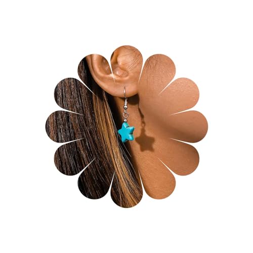 Cybche Boho Blau Türkis Ohrringe Türkis Stein Stern Ohrringe Ethnisch Türkis Stern Tropfen Ohrringe Silber Türkis Haken Ohrringe Türkis Statement Ohrringe Schmuck Für Frauen von Cybche
