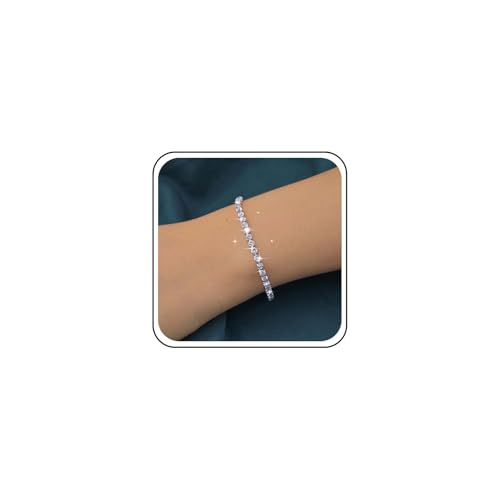 Cybche Boho CZ Tennis Armband - Strass Kette Silber Kristall Funkelnden Kubik Zirkonia Hochzeit Schmuck Mit Falten Über Verschluss Für Frauen von Cybche