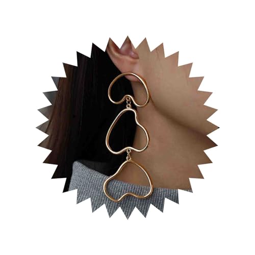 Cybche Boho Dreifach Herz Ohrringe Unregelmäßig Herz Ohrringe Lange Herz Ohrringe Gold Hohl Herz Ohrringe Liebe Ohrringe Unregelmäßige Geometrie Baumeln Ohrringe Schmuck Für Frauen Und Mädchen von Cybche
