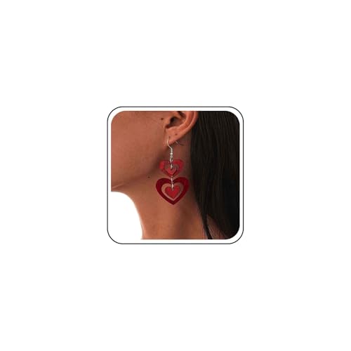 Cybche Boho Große Acryl Herz Tropfen Ohrringe Rot Harz Hohlen Doppelherz Ohrringe Lange Liebe Geformt Baumeln Haken Ohrring Schmuck Für Frauen von Cybche