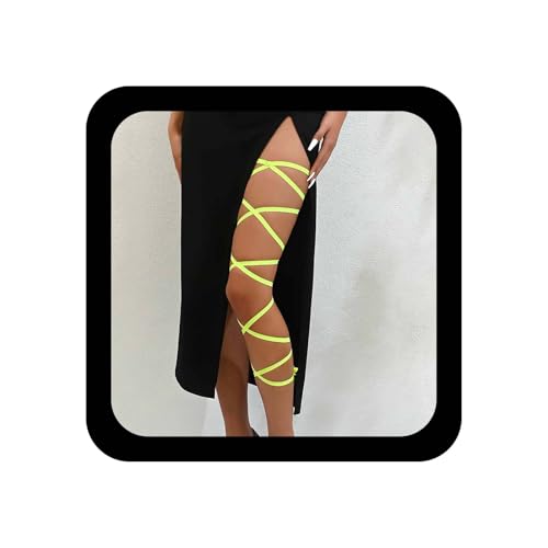 Cybche Boho Grün Bein Wraps Kreuz Bein Strumpfband Spitze Oberschenkel Wraps Elastische Strumpfband Rave Spitze Oberschenkel String Sommer Körper Kette Schmuck Für Frauen von Cybche