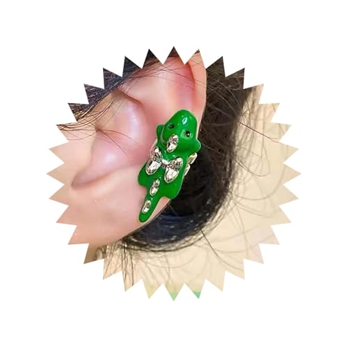 Cybche Boho Grün Dinosaurier Ohrringe Dinosaurier Ohrmanschette Ohrringe Cartoon Dino Ohrring Emaille Dino Manschette Wrap Ohrring Ohr Knorpel Crawler Kein Piercing Schmuck Für Frauen(1pcs) von Cybche